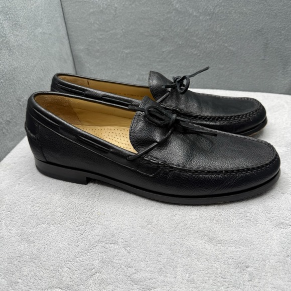 Cole Haan Men\'s 11 M Black Leather Moc Toe Tie Loafers Driving Dress Shoes